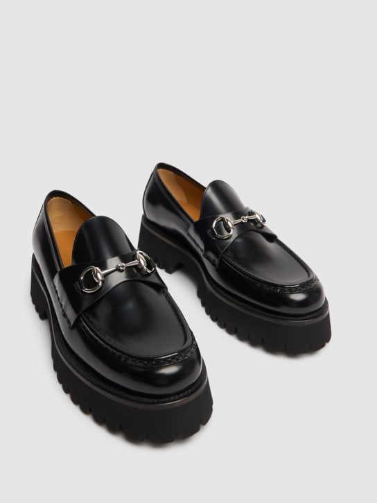 Gucci: 35mm Sylke leather loafers - Black - women_1 | Luisa Via Roma
