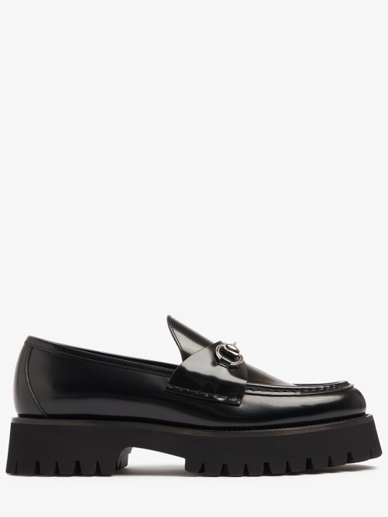 Gucci: 35mm Sylke leather loafers - Siyah - women_0 | Luisa Via Roma