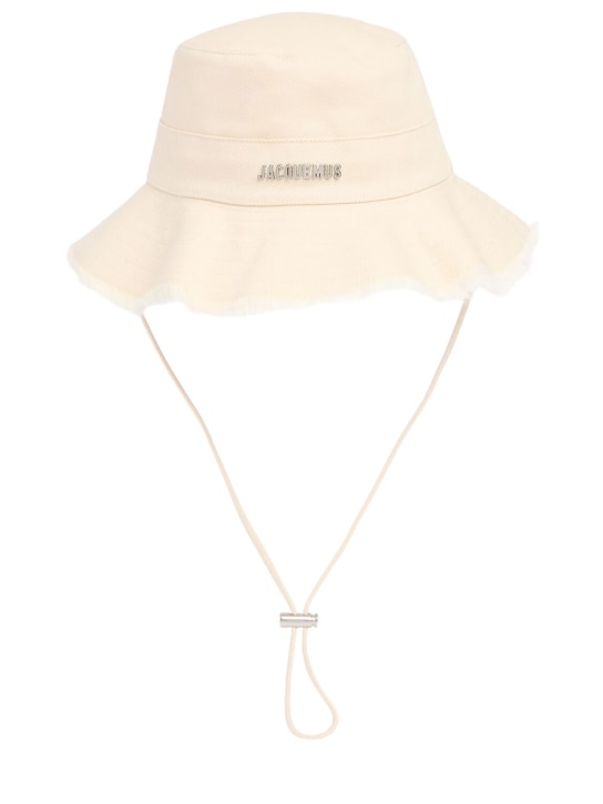 Jacquemus: Le Bob Artichaut cotton logo hat - Off-White - women_0 | Luisa Via Roma