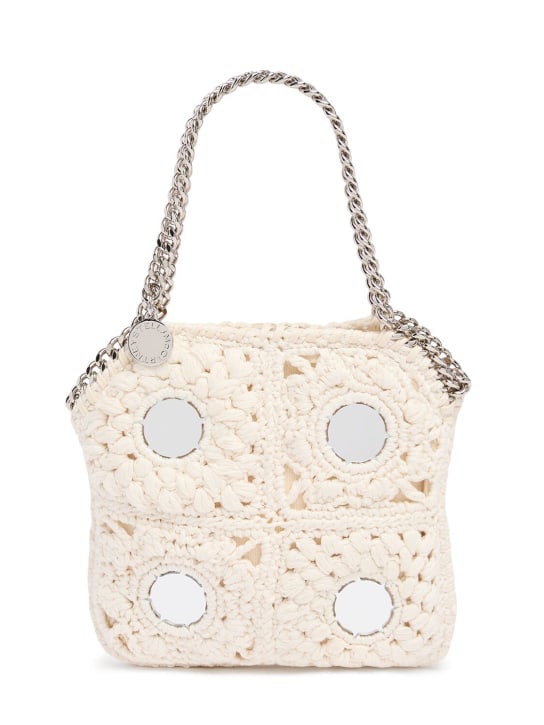 Stella McCartney: Mini crochet shoulder bag w/mirrors - Butter/Cream - women_0 | Luisa Via Roma