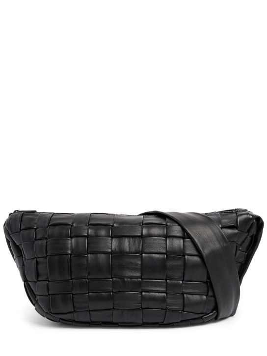St. Agni: Crescent textured leather shoulder bag - Black - women_0 | Luisa Via Roma