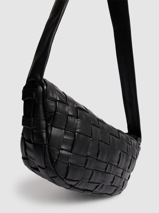 St. Agni: Crescent textured leather shoulder bag - Black - women_1 | Luisa Via Roma
