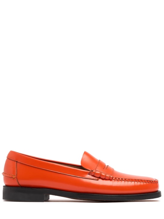 Sebago: Dan Outsides smooth leather loafers - Orange - men_0 | Luisa Via Roma