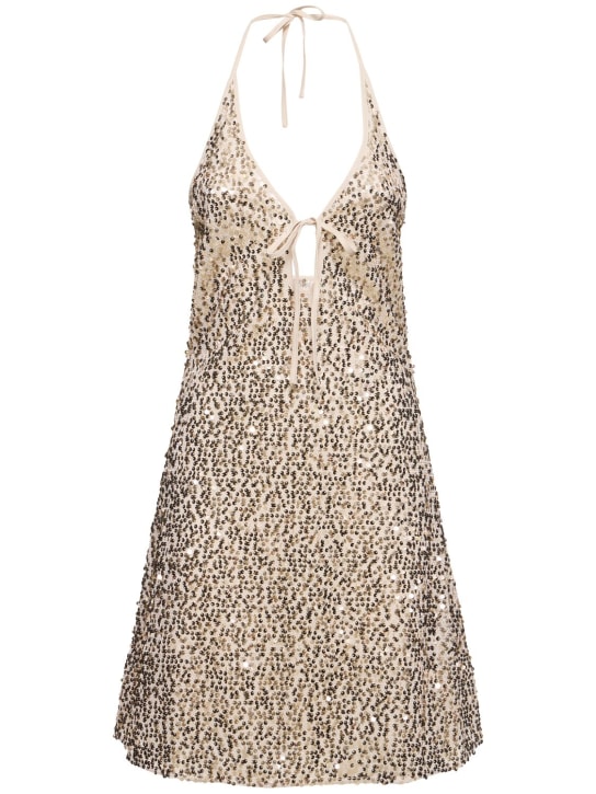 Rotate: Magnolia embellished mini dress - Bej/Altın - women_0 | Luisa Via Roma