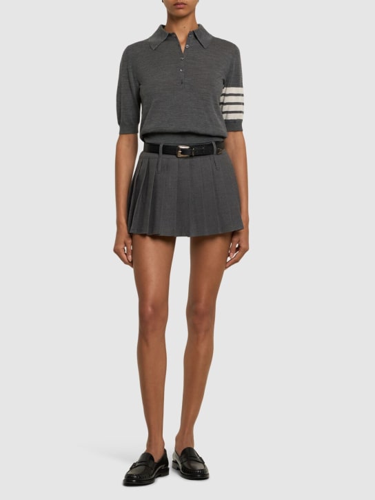Thom Browne: Relaxed fit wool polo - Grey - women_1 | Luisa Via Roma