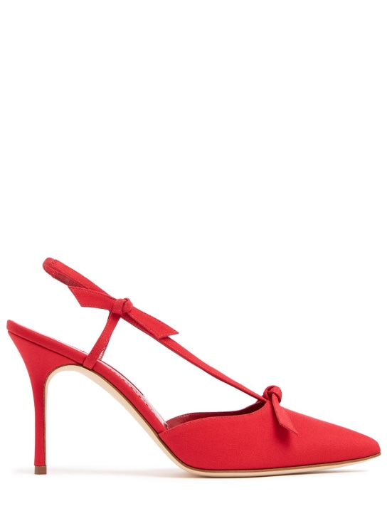 Manolo Blahnik: Zapatos mules de ante 90mm - Rojo Oscuro - women_0 | Luisa Via Roma