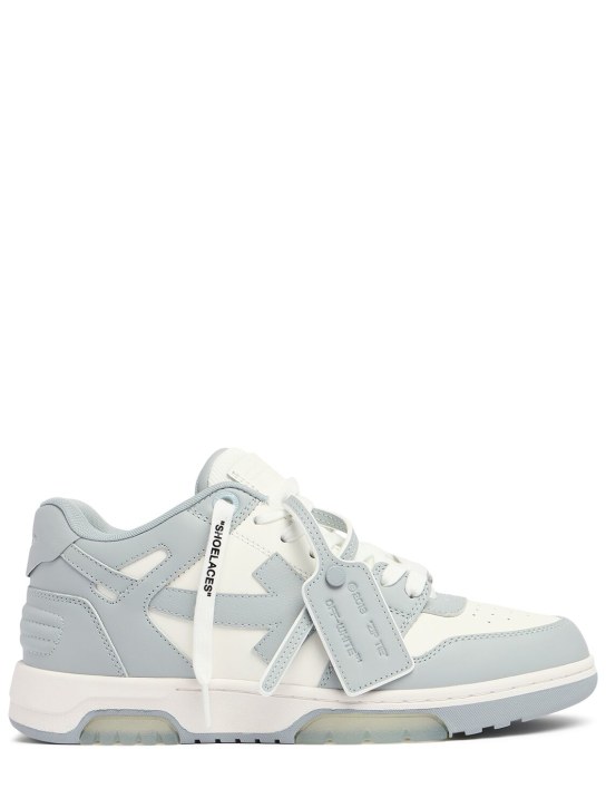 Off-White: Sneakers Out Of Office in pelle - Bianco/Grigio - men_0 | Luisa Via Roma