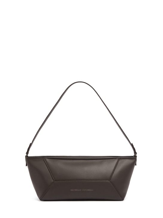 Brunello Cucinelli: Softy leather shoulder bag - Koyu Kahverengi - women_0 | Luisa Via Roma