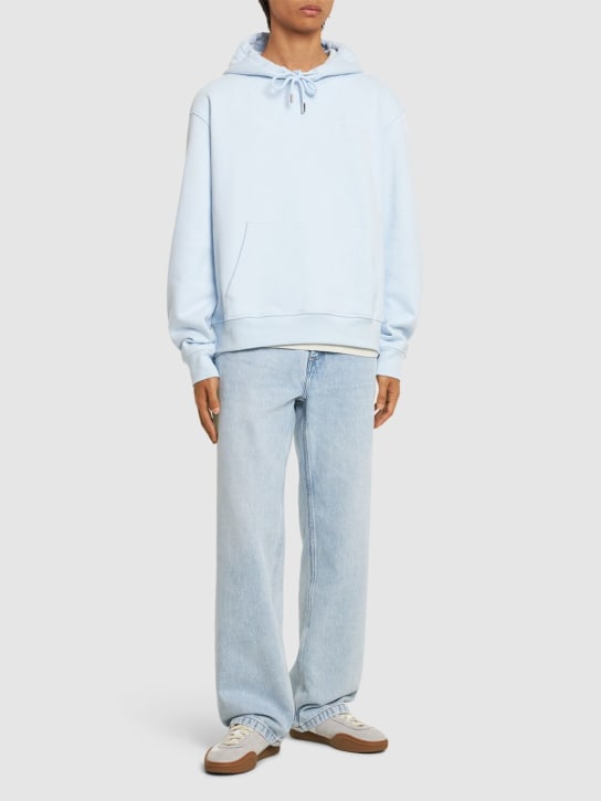 Jacquemus: Le Sweatshirt Brode cotton hoodie - Light Blue - men_1 | Luisa Via Roma