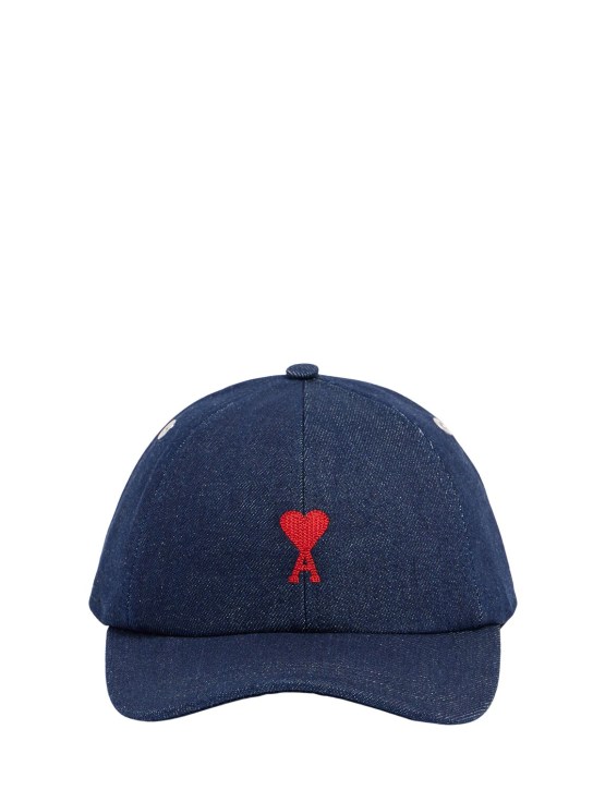 AMI Paris: ADC cotton baseball hat - Indigo - women_0 | Luisa Via Roma