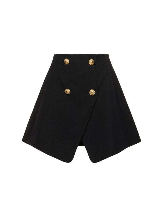 Balmain: Wool grain de poudre mini skirt - Black - women_0 | Luisa Via Roma