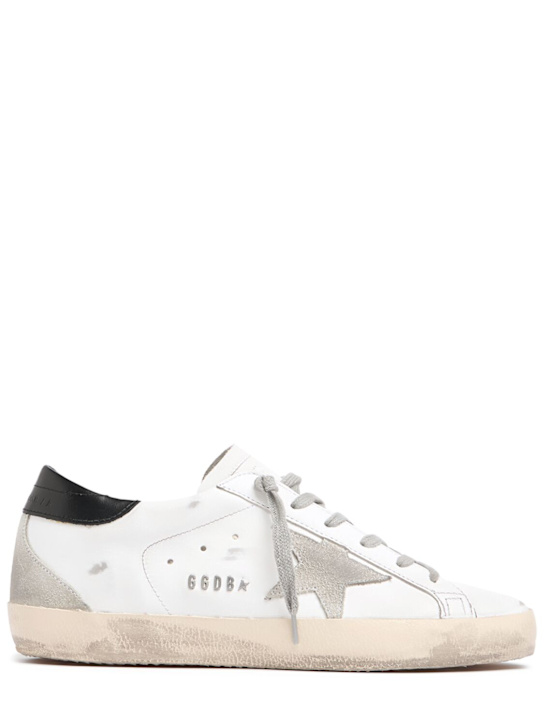 Golden Goose: Sneakers Super-Star in pelle e camoscio 20mm - Bianco/Nero - women_0 | Luisa Via Roma