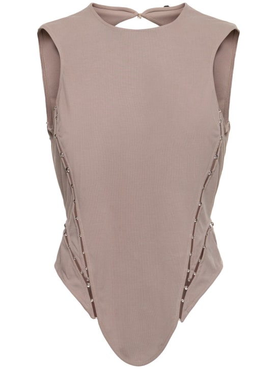 MITHRIDATE: Sleeveless tech corset top - Taupe Grey - women_0 | Luisa Via Roma