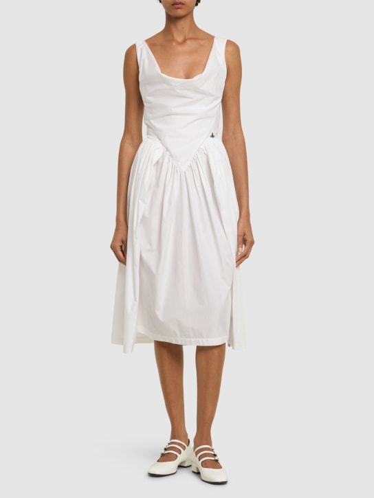 Vivienne Westwood: Sunday poplin corset midi dress - White - women_1 | Luisa Via Roma