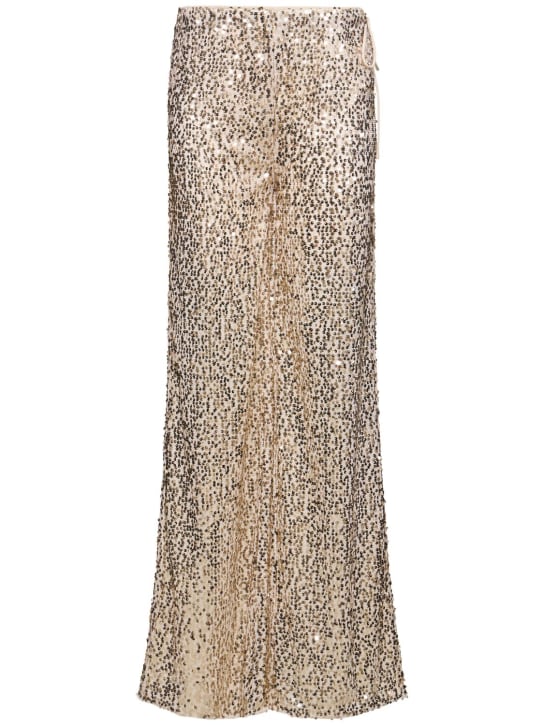 Rotate: Nolan embellished wide pants - Beige/Gold - women_0 | Luisa Via Roma