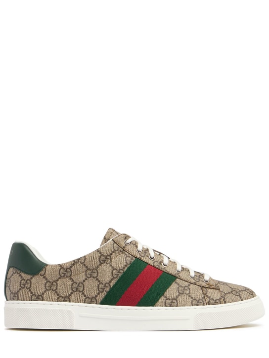 Gucci: Ace GG supreme sneakers - Beige/Ebony - men_0 | Luisa Via Roma