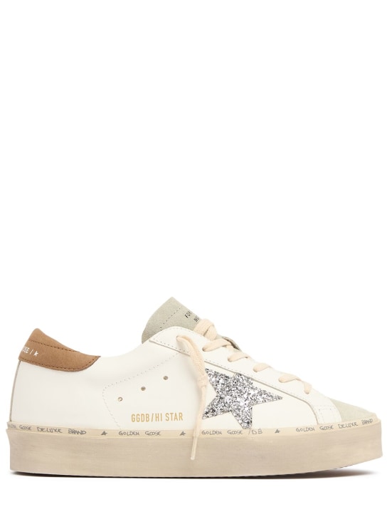 Golden Goose: Sneakers Hi Star de piel 20mm - White/Taupe - women_0 | Luisa Via Roma
