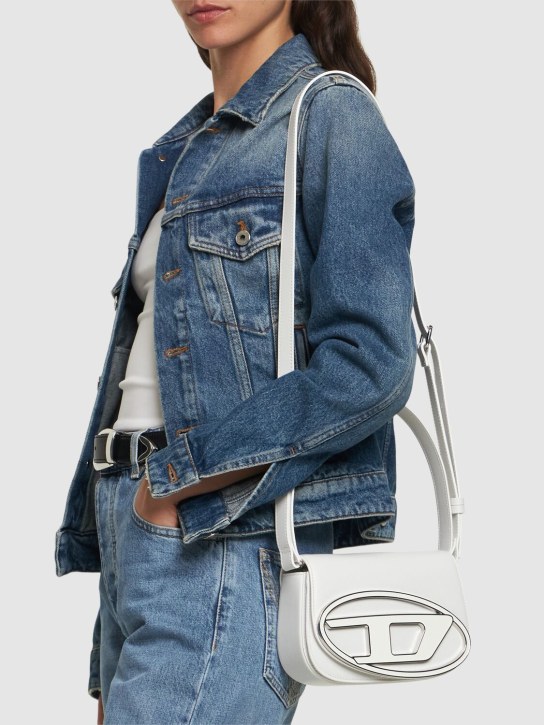 Diesel: 1DR leather shoulder bag - Beyaz - women_1 | Luisa Via Roma