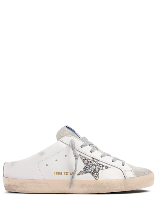Golden Goose: 20毫米Super-Star皮革穆勒运动鞋 - 白色/白金色 - women_0 | Luisa Via Roma