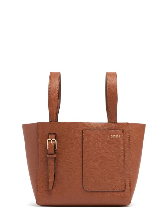 Valextra: Mini bucket leather top handle bag - Altın Rengi - women_0 | Luisa Via Roma