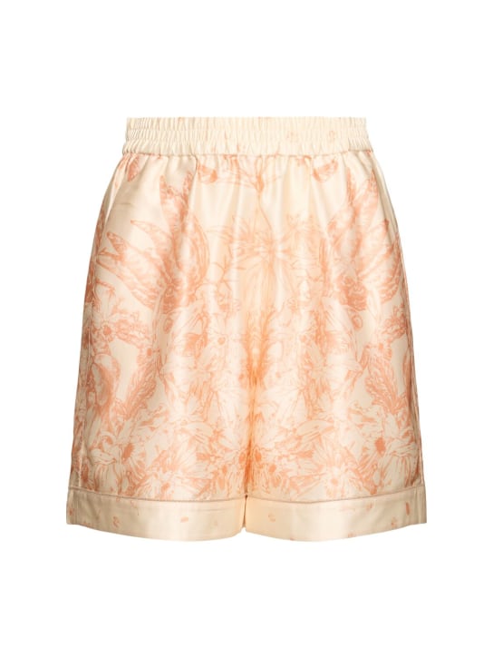 MITHRIDATE: Shorts de seda stretch estampados - Naranja/Multicolor - women_0 | Luisa Via Roma