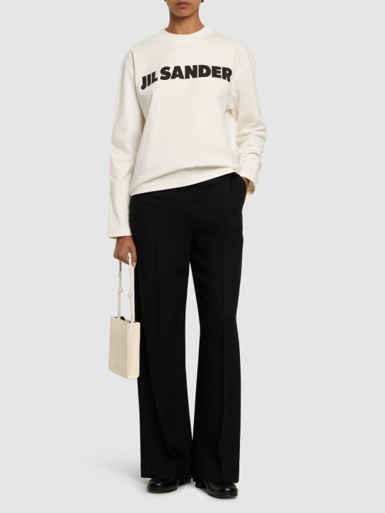 Jil Sander: Camiseta de jersey de algodón con logo - Off-White - women_1 | Luisa Via Roma