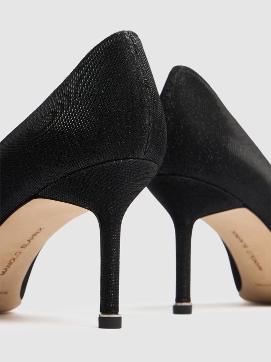 Manolo Blahnik: 70毫米Hangisi金银丝高跟鞋 - 黑色 - women_4 | Luisa Via Roma