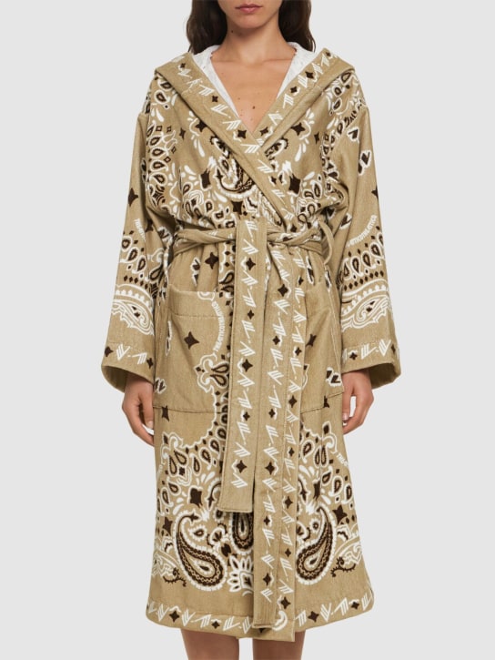 The Attico: Terry printed cotton bathrobe - Warm Sand - ecraft_2 | Luisa Via Roma