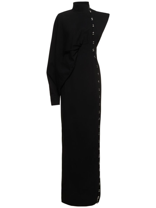 MITHRIDATE: Robe longue en coton stretch Qipao - Noir - women_0 | Luisa Via Roma