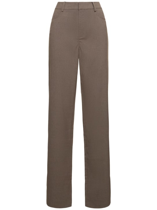 MITHRIDATE: Tailored tech blend straight pants - Stone Grey - women_0 | Luisa Via Roma