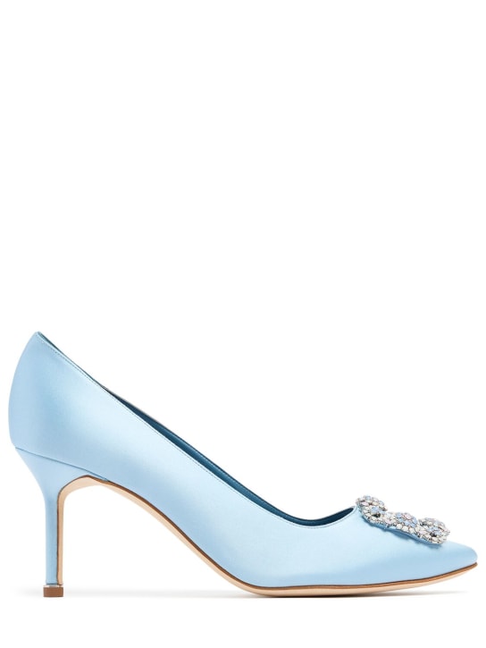 Manolo Blahnik: Zapatos de tacón Hangisi de satén 70mm - Azul Claro - women_0 | Luisa Via Roma