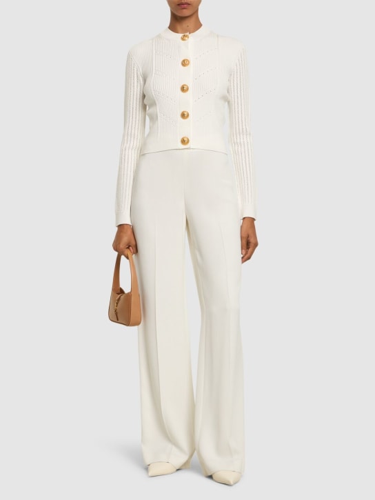 Balmain: Cropped viscose blend knit cardigan - women_1 | Luisa Via Roma