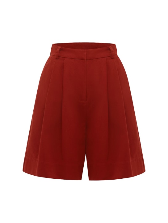 POSSE: Shorts de algodón con cintura alta - Rojo - women_0 | Luisa Via Roma