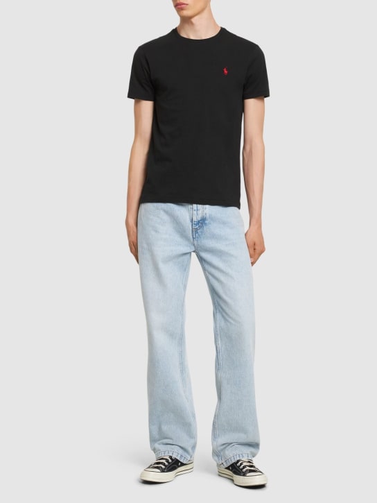 Polo Ralph Lauren: T-shirt en jersey de coton - Noir - men_1 | Luisa Via Roma