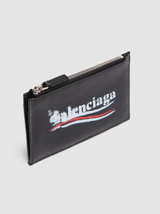Balenciaga: Printed leather zip wallet - Black - men_2 | Luisa Via Roma