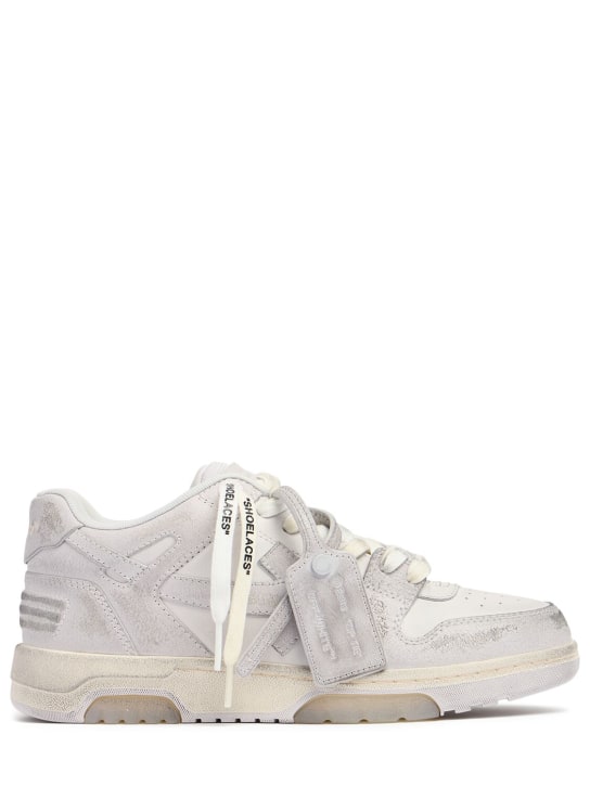 Off-White: Out Of Office vintage leather sneakers - Beyaz - men_0 | Luisa Via Roma