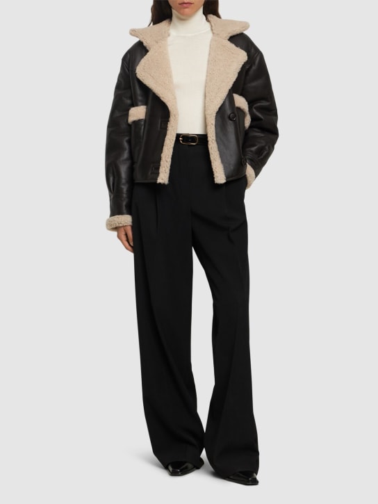 MANOKHI: Mara shearling jacket - Brown/White - women_1 | Luisa Via Roma