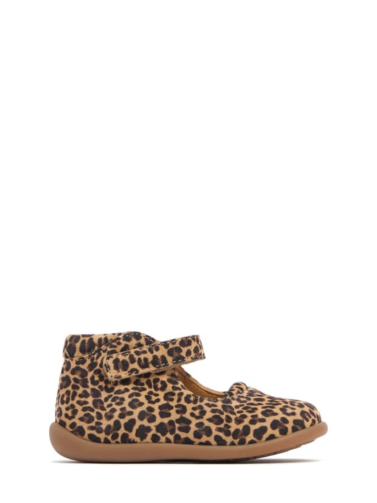 Pom D'api: Stand Up Mary leather sandals - Brown/Multi - kids-girls_0 | Luisa Via Roma