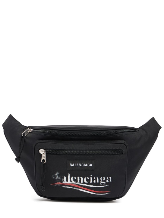 Balenciaga: Explorer nylon belt bag - Siyah - men_0 | Luisa Via Roma