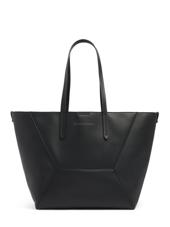 Brunello Cucinelli: Softy leather tote bag - Black - women_0 | Luisa Via Roma