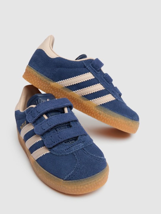 adidas Originals: Gazelle suede strap sneakers - Beige/Blue - kids-girls_1 | Luisa Via Roma