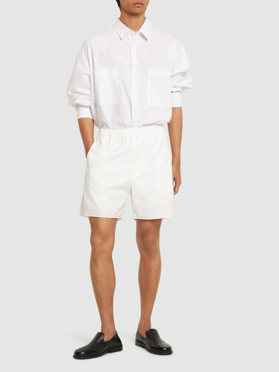 Auralee: Wide cotton Oxford shorts - men_1 | Luisa Via Roma