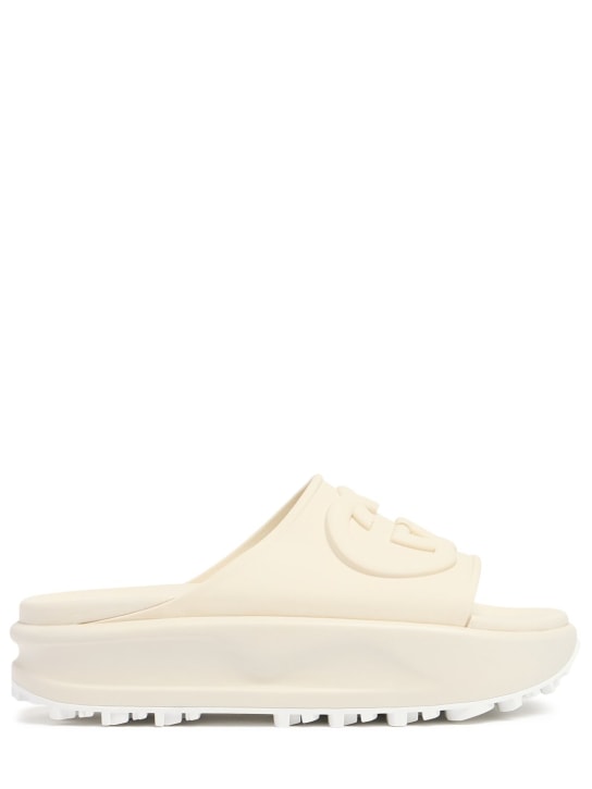 Gucci: 40mm Miami rubber wedge sandals - Off White - women_0 | Luisa Via Roma