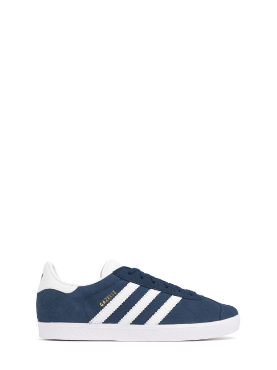 adidas Originals: Sneakers à lacets en daim Gazelle - Bleu Foncé - kids-boys_0 | Luisa Via Roma