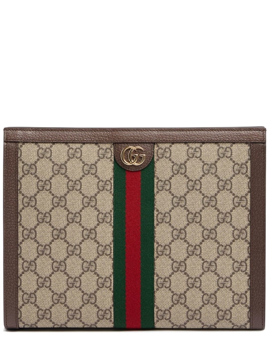 Gucci: Ophidia GG Supreme squared zip pouch - Brown - women_0 | Luisa Via Roma