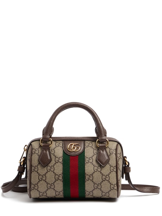 Gucci: Super mini Ophidia canvas shoulder bag - Ebony - women_0 | Luisa Via Roma