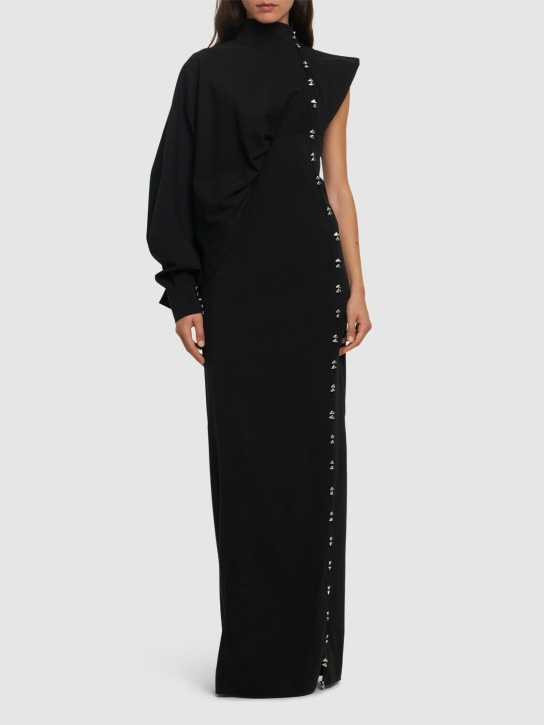 MITHRIDATE: Qipao stretch cotton long dress - Black - women_1 | Luisa Via Roma