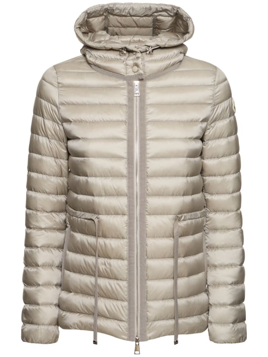 Moncler: Raie nylon short down jacket - Light Grey - women_0 | Luisa Via Roma