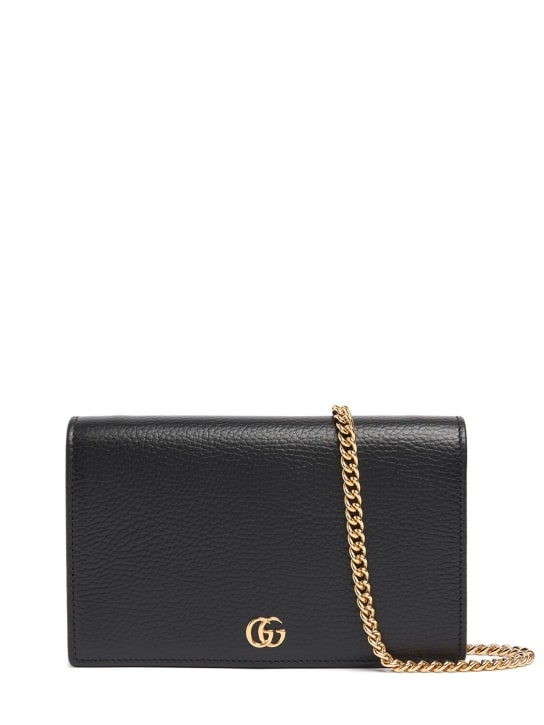 Gucci: GG Marmont leather mini chain wallet - Black - women_0 | Luisa Via Roma