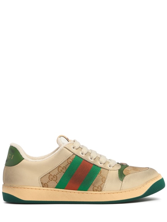 Gucci: Screener GG original sneakers - Bej/Yeşil - men_0 | Luisa Via Roma